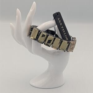 Ann Taylor Mixed Metal Statement Bracelet | Champagne Glass Links